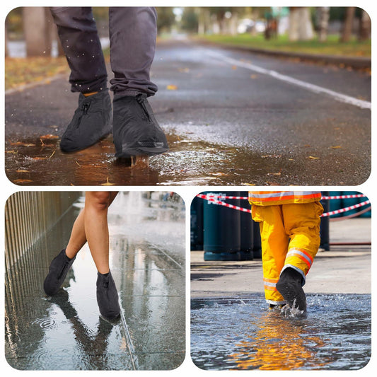 WFARH Waterproof Silicone Shoe Covers with Zipper Black Size X-Large