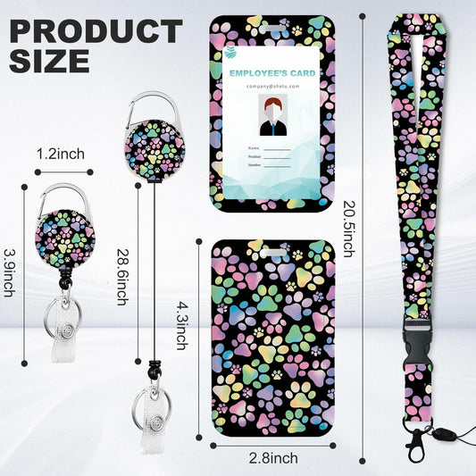 ACLEGTWEI Dog Paw Retractable ID Badge Holder with Lanyard Breakaway Clip 2 Pack