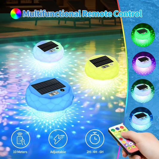 Glarepo Digital Pool Thermometer Floating Large LCD Solar Powered Colorful 1in