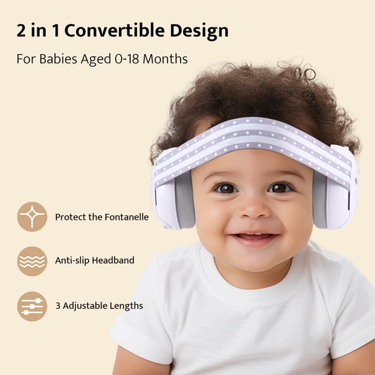 ALICHIC 2-in-1 Convertible Baby Noise Cancelling Earmuffs Infant Toddler