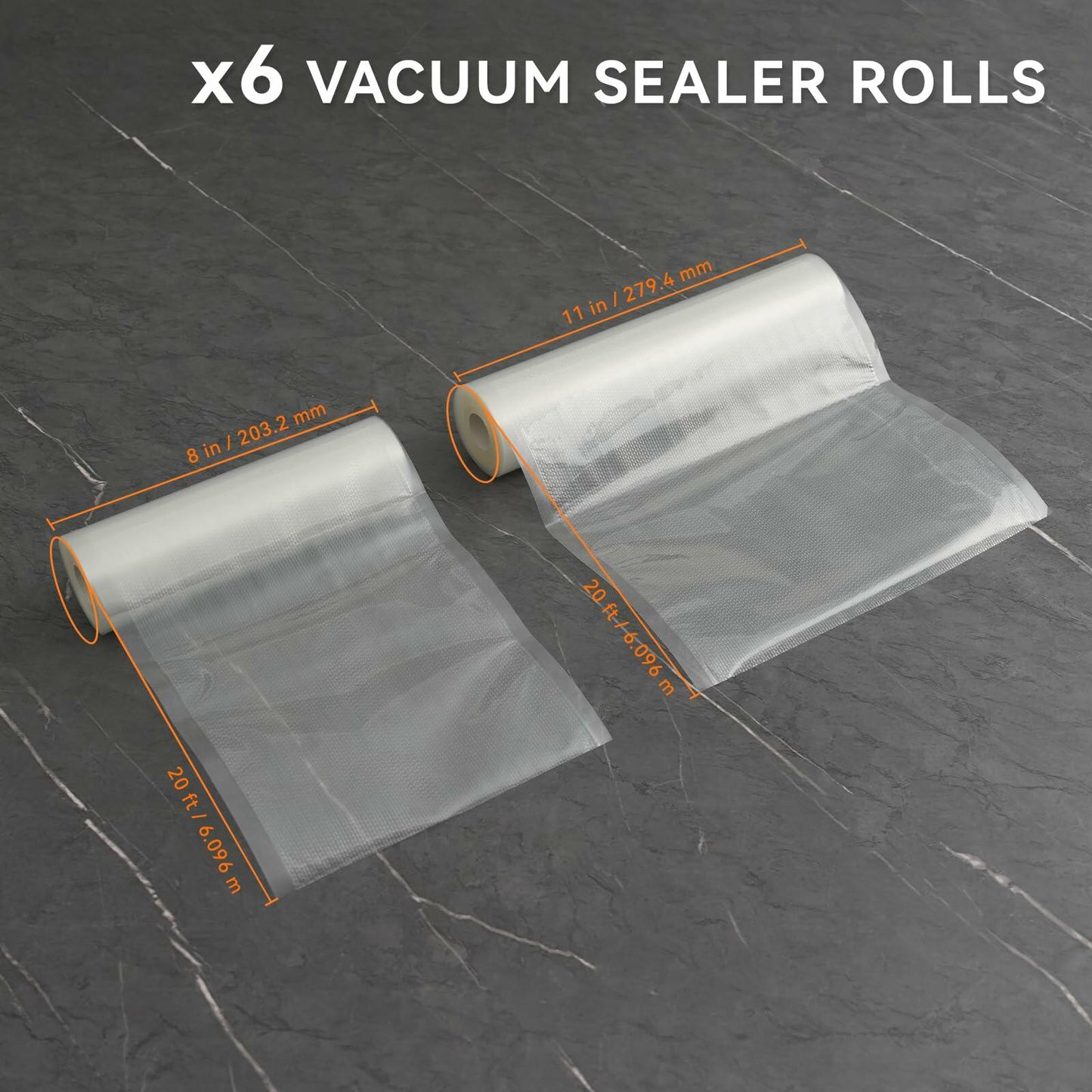 Wevac Lite Vacuum Sealer Rolls 8"x20' & 11"x20', 6 Pack Food Storage