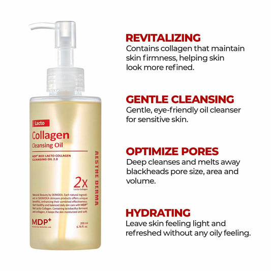 MDP+ Red Lacto Collagen Cleansing Oil 2.0 Pore Control 6.76oz 200ml