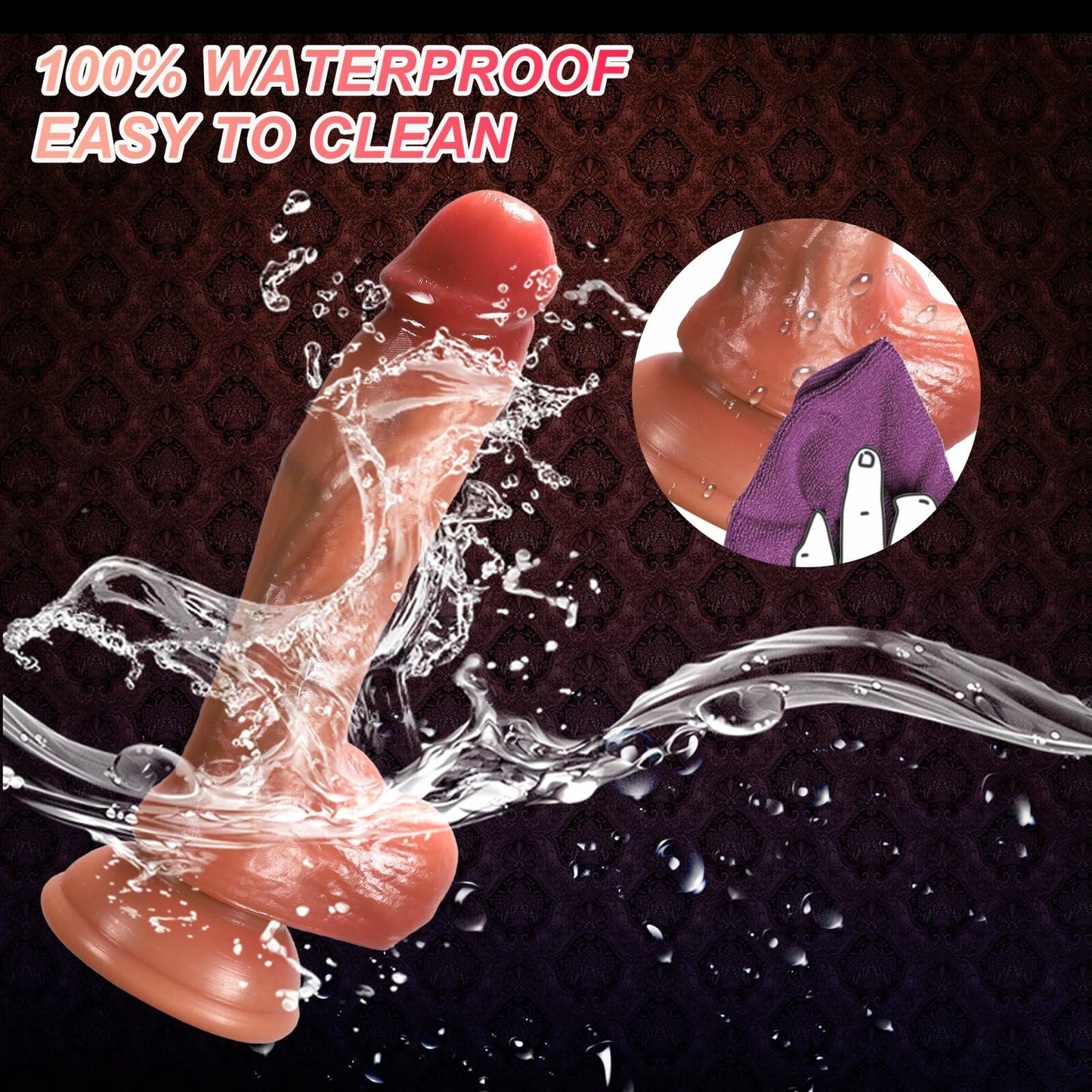 Ueegiig 6.3in Realistic Silicone Dildo Suction Cup Veined Textured