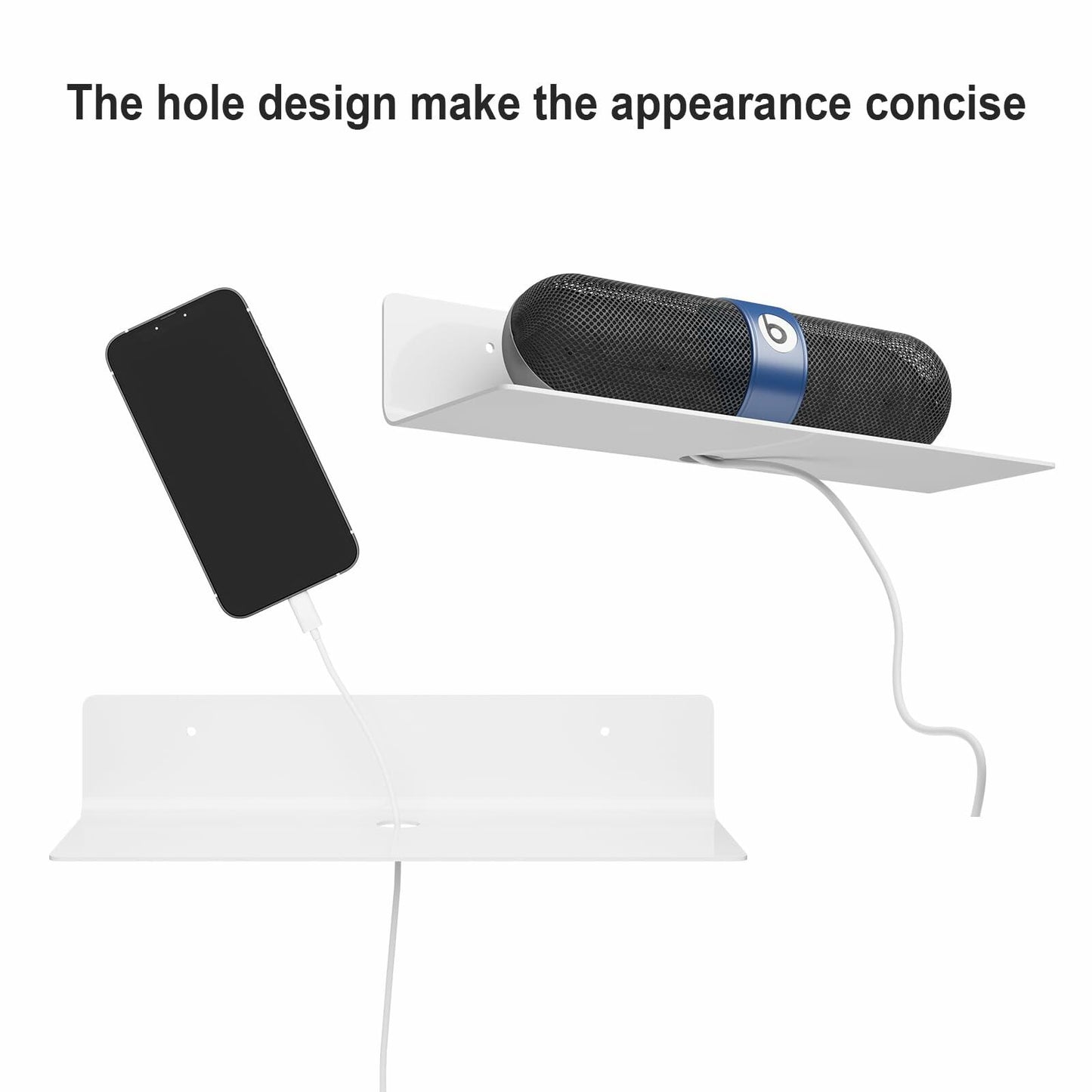 RRG 12 Inch Acrylic Floating Shelves 2 Pack Wall Mounted White