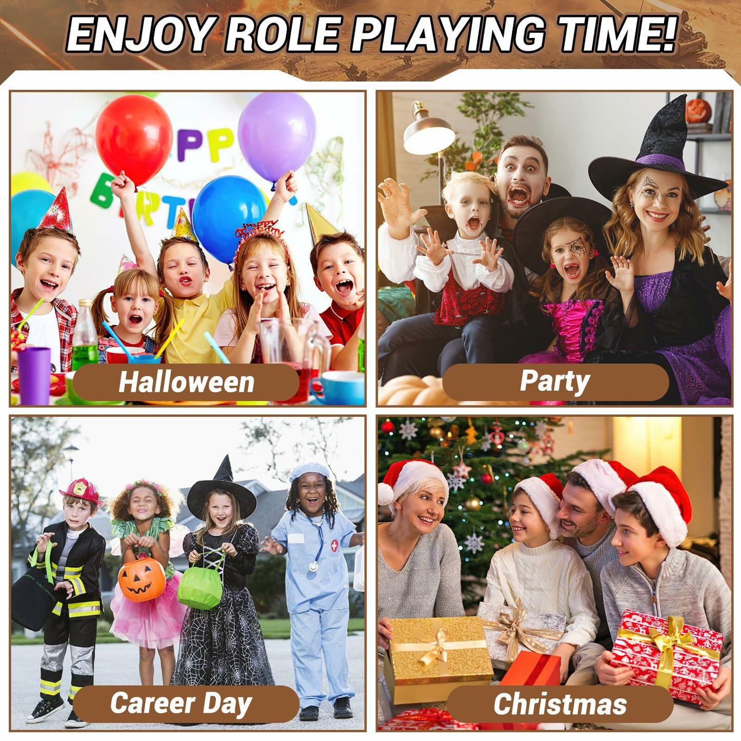 deAO Army Soldier Dress Up Costume Set with Helmet Yellow Size M