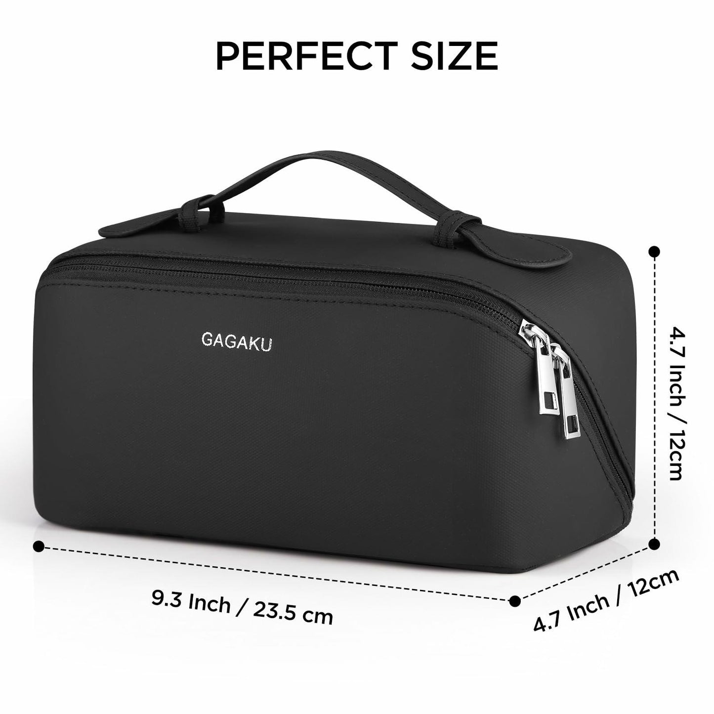 GAGAKU Large Travel Makeup Bag Waterproof Cosmetic Organizer Black