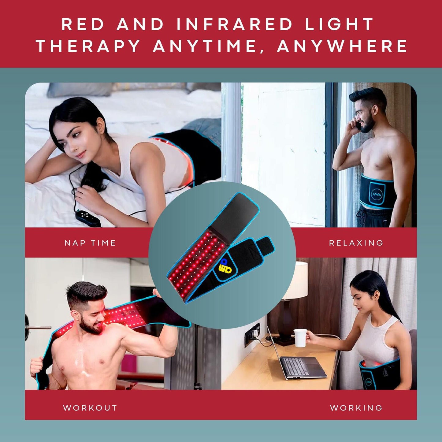 American Wellness Authority Red Light Therapy Infrared Heating Pad 105 LEDs Belt