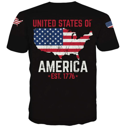 KYKU USA Flag T Shirt Men Patriotic 4th of July American 1776 Size 2XL