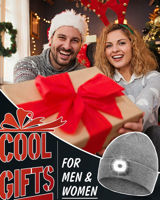 BGBIUS LED Beanie Hat with 6 LED Lights Winter Cap Night Lighted Black