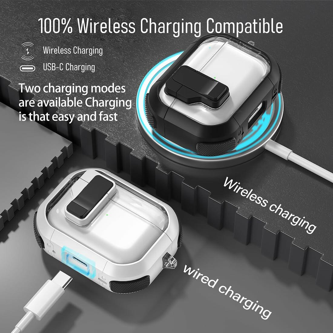 CMGOE Airpod 3 Case Cover Black Shockproof TPU Hard Protector w/ Cleaning Kit