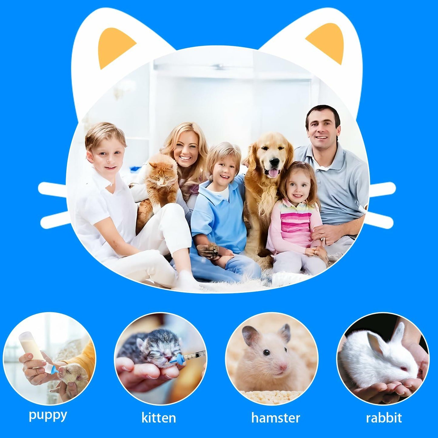 Xuandea Blue Silicone Pet Feeding Nipple Bottle for Kittens Puppies