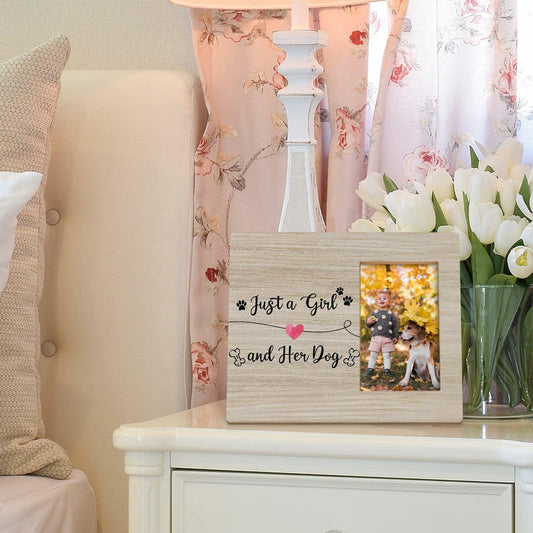 DIENADFX Dog Memorial Picture Frame Wood Tabletop 4x6 Inch Photo Frame