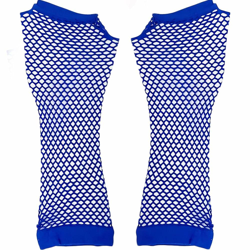 Amscan Blue Long Fishnet Fingerless Gloves 1 Count One Size