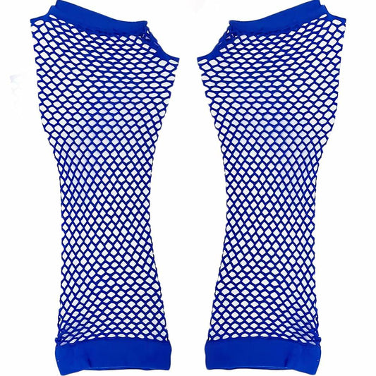 Amscan Blue Long Fishnet Fingerless Gloves 1 Count One Size
