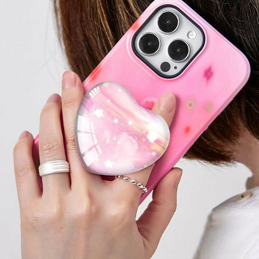 Luhoit Heart Shape Expanding Cell Phone Grip Finger Holder Pink