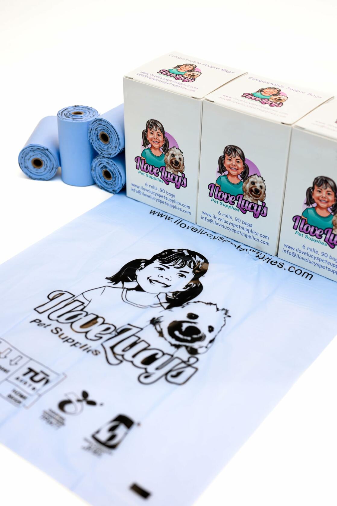 Generic Dog Poop Waste Bags Biobased Sky Blue 9x13in 90 Bags 6 Rolls