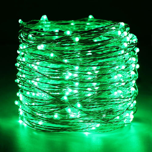 ER CHEN Green LED String Lights 99ft 300 LED Dimmable Silver Wire Remote