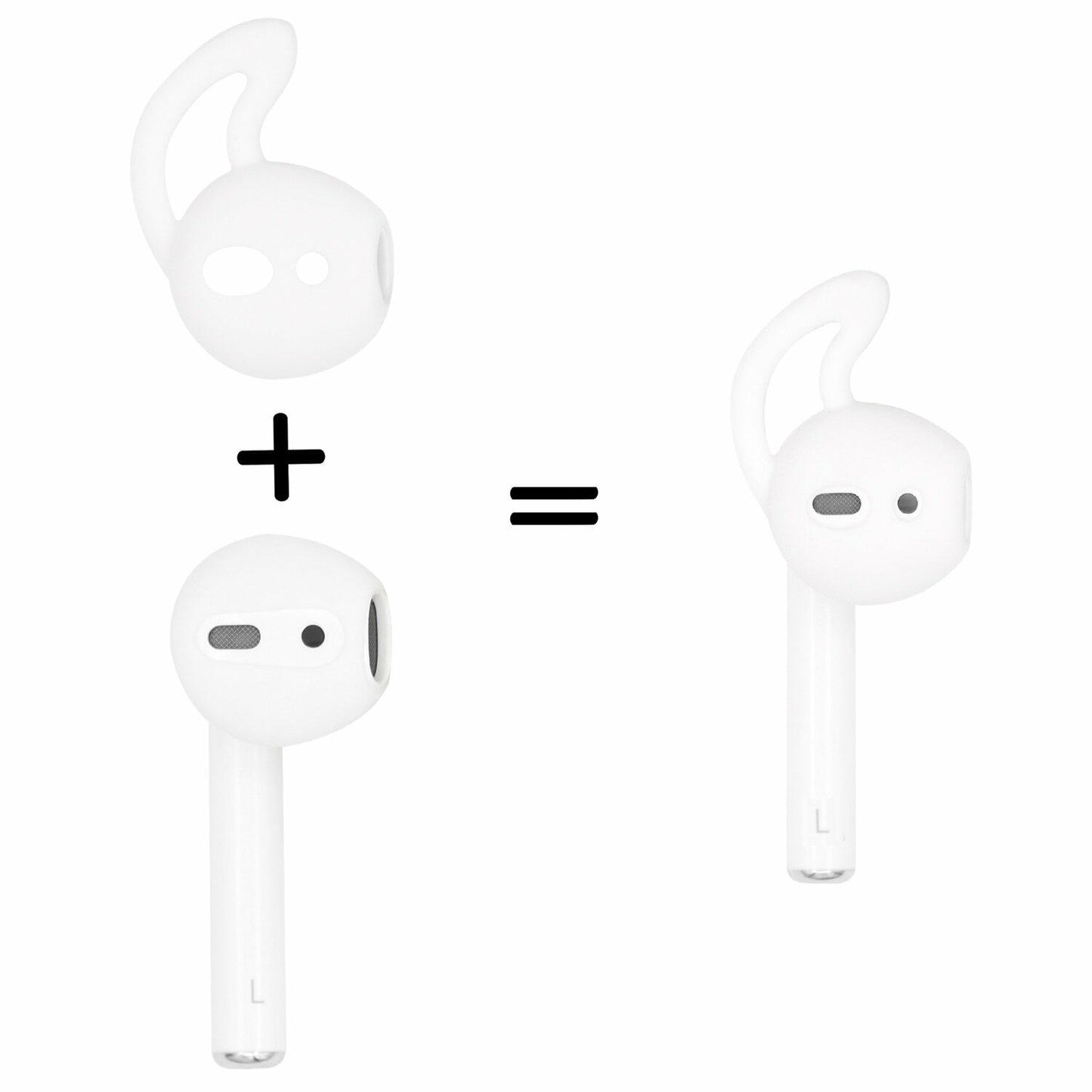 JNSA Ear Tips & Sports Hooks for AirPods Super Thin Charging-Friendly White