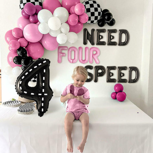 JeVenis Pink Need Four Speed Racing Car Balloons 4th Birthday Party