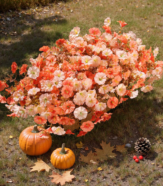 HyeFlora Artificial Mums Fall Flowers 12 Bundles Silk Morning Glory Mix 15in