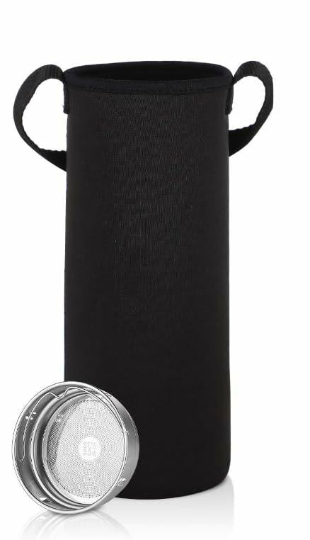 PanMoMi 7oz Travel Tea Infuser Glass Bottle with Neoprene Pouch