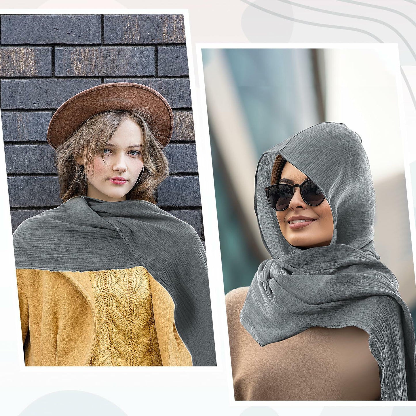 ShinyMatch Medieval Hooded Cowl Cape Shawl Scarf Renaissance Cloak Grey One Size
