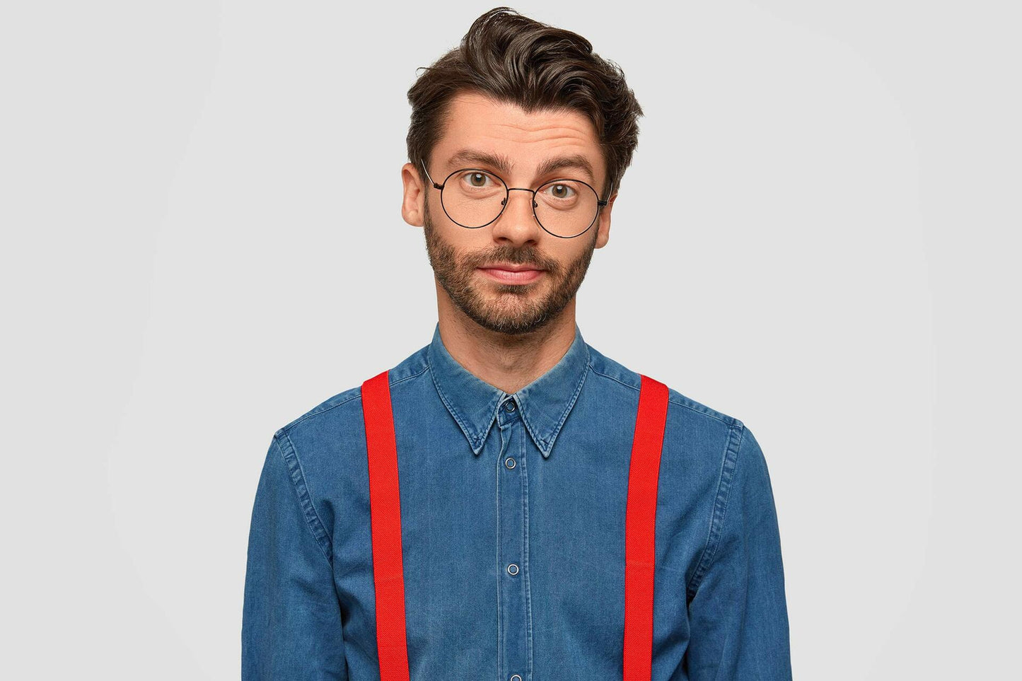 LOLELAI Suspenders Elastic Adjustable Y-Back Pant Clips Fuchsia Size L