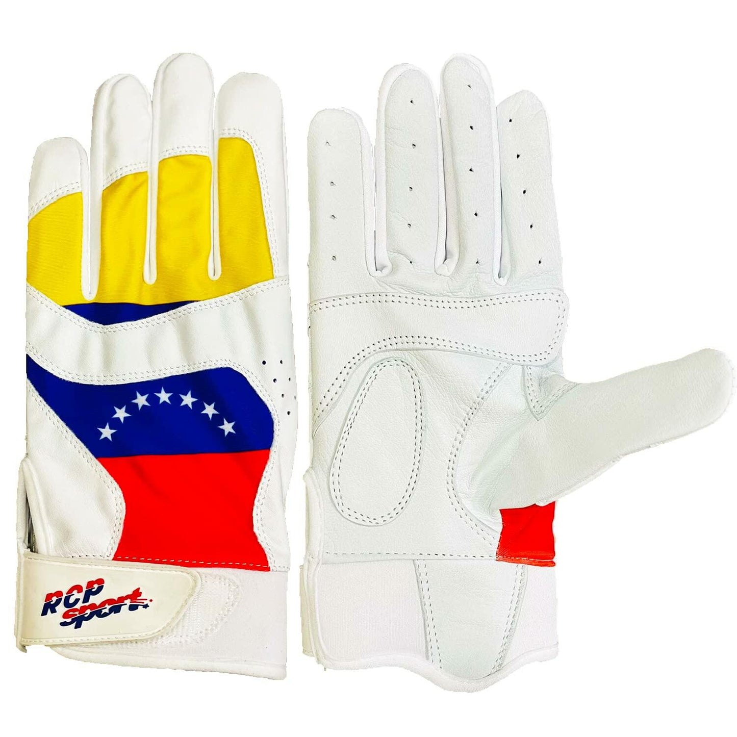 RCP Baseball Softball Batting Gloves Rip Tear Resist White Size L
