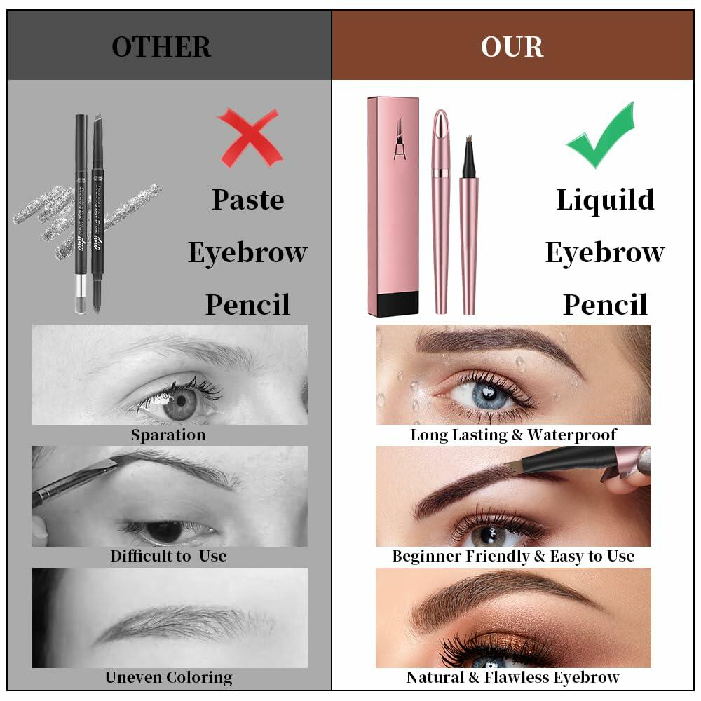 YIWANLLE 3D Microblading Magic Eyebrow Pencil Waterproof Dark Brown 1 Count