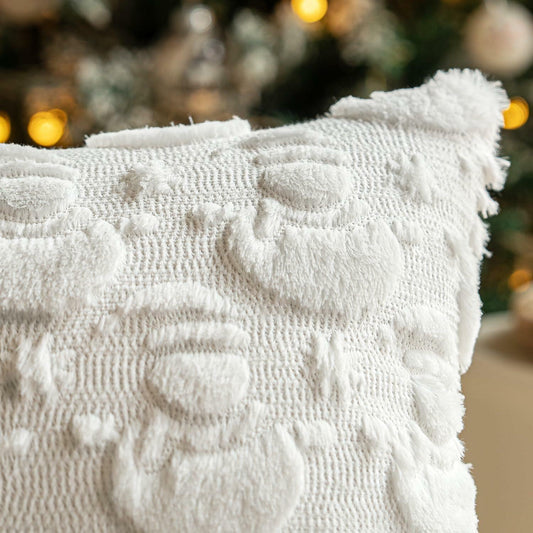 multiwins Christmas Pillow Covers 18x18 Set of 2 Snowman Plush Faux Fur
