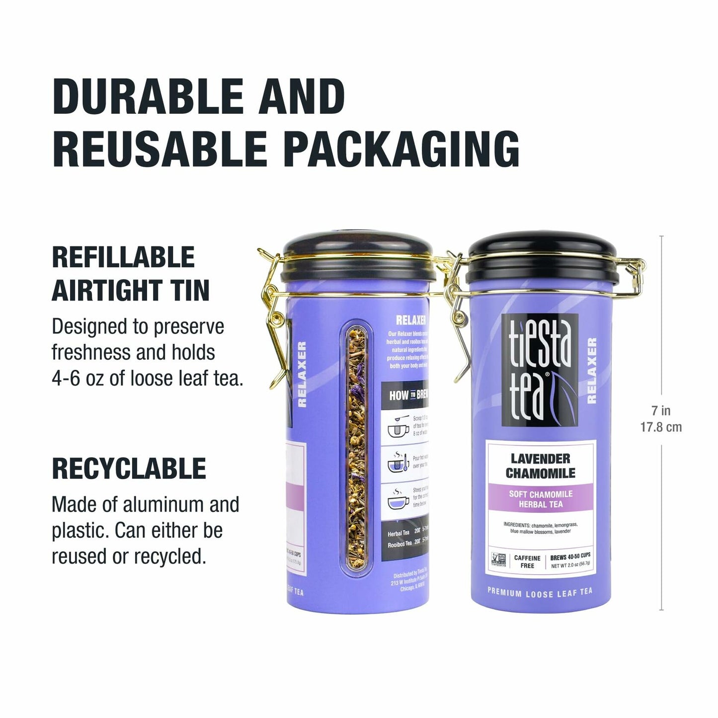 Tiesta Tea Lavender Chamomile Herbal Tea Loose Leaf Caffeine-Free 2oz Tin
