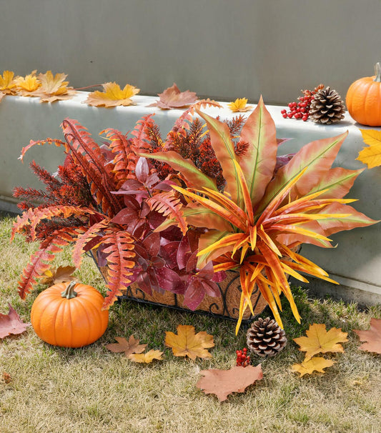 Starttag Artificial Fall Plants Outdoor Decor UV Resistant 8Pcs Fall Color