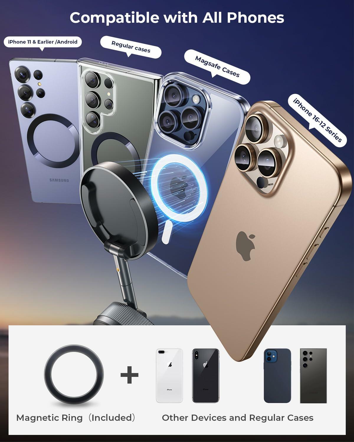 Vacuum Magnetic Phone Holder 360° Mount for MagSafe Strong Suction iPhone 15/16