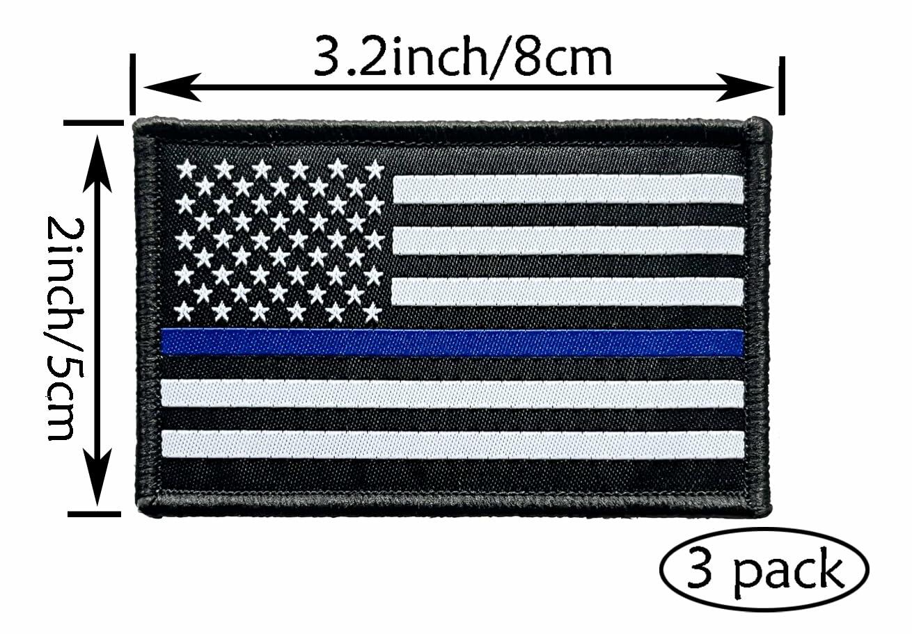 Ceclflag 3Pcs Police Flag Patch 2x3 Inch Tactical Embroidered Armband