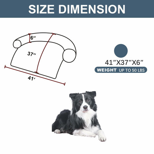 Calming Dog Cat Bed Mat Waterproof Plush Navy Blue Size 41x37