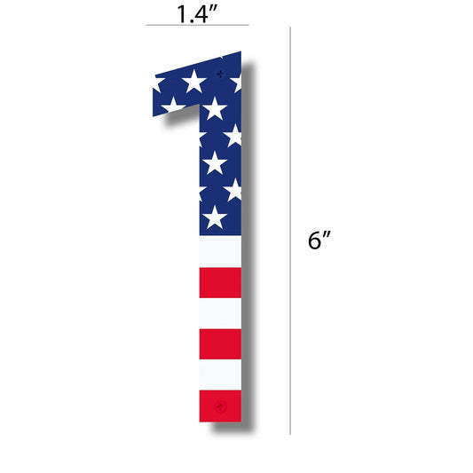 Metal House Number 8 with American Flag 6 Inch Rust-Proof Durable