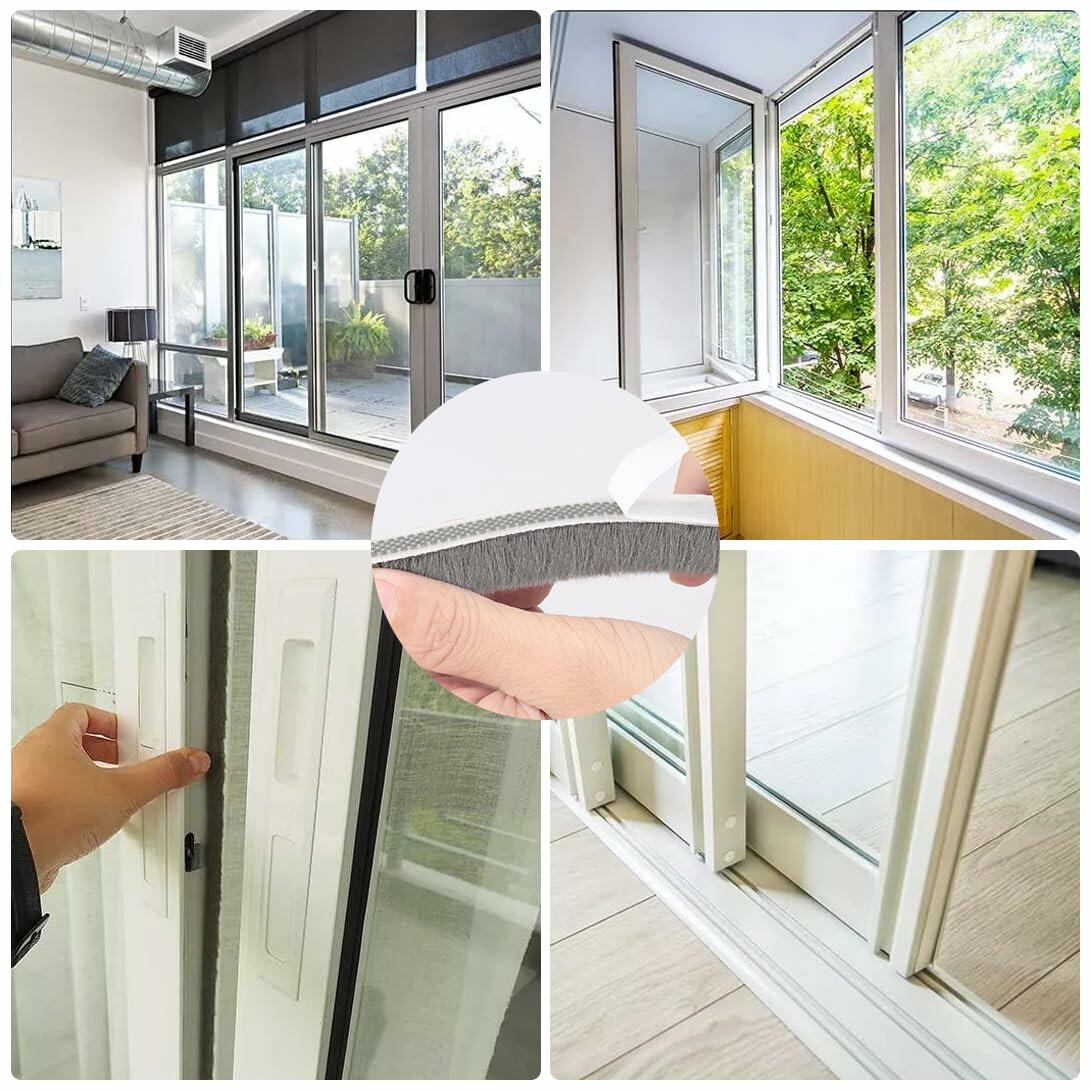 Noabaco 33 Ft Brush Weather Stripping Door Window Seal Strip Grey 11/32x9/16