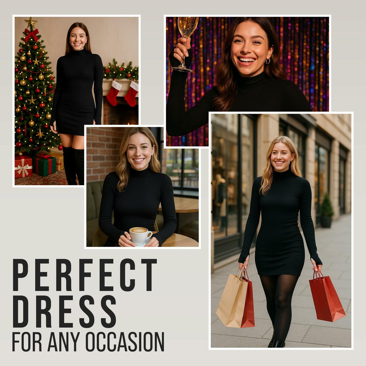 KROSHKA Women's Black Ribbed Bodycon Long Sleeve Mini Dress Size S