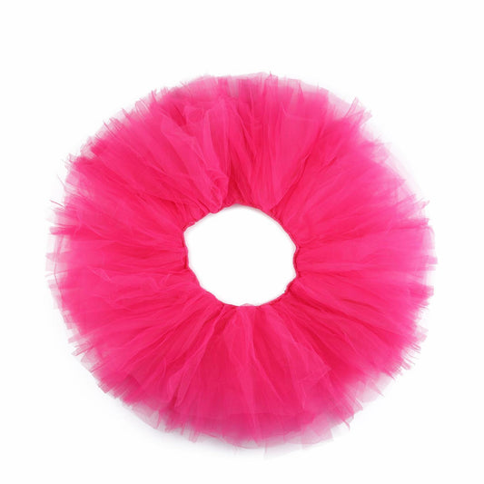Jewemia Women Tutu Skirt 6 Layered Tulle Elastic Short Hot-Pink Size 40