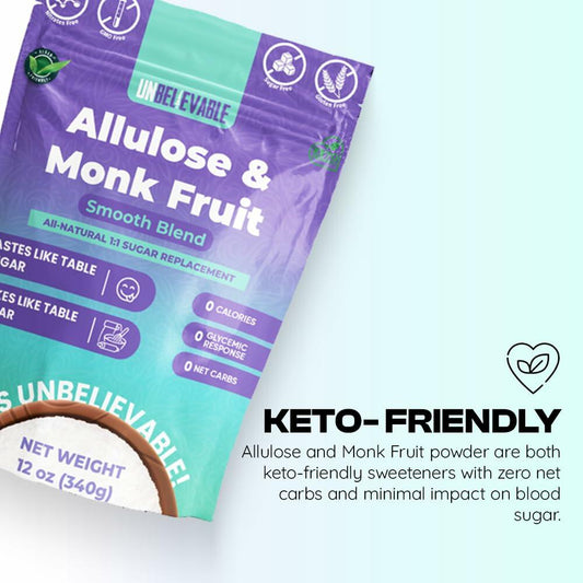 Unbelievable Monk Fruit Sweetener with Allulose 12oz Resealable Pouch