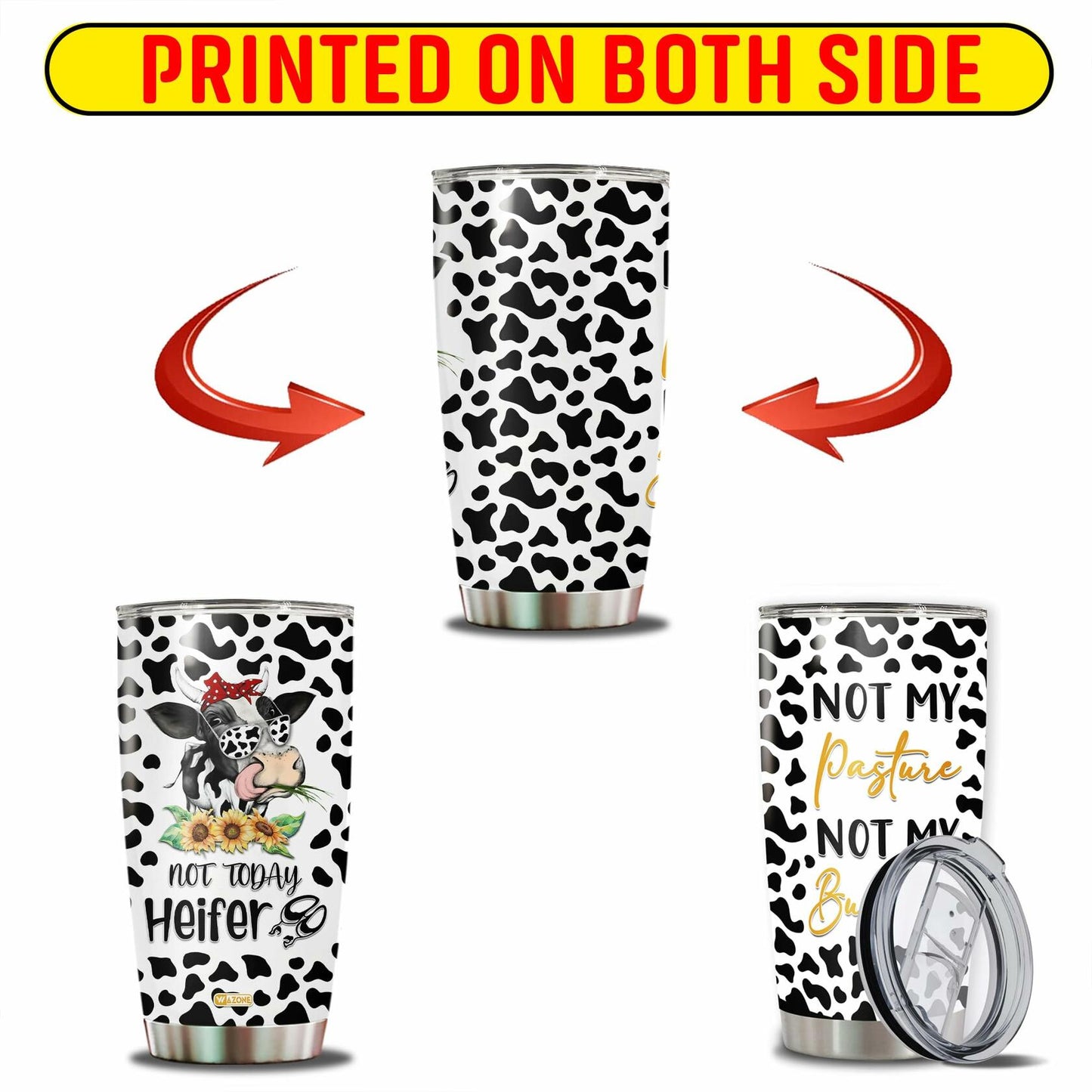 WAZONE Heifer Tumbler Cup Leopard Cow Stainless Steel 20oz Travel Mug
