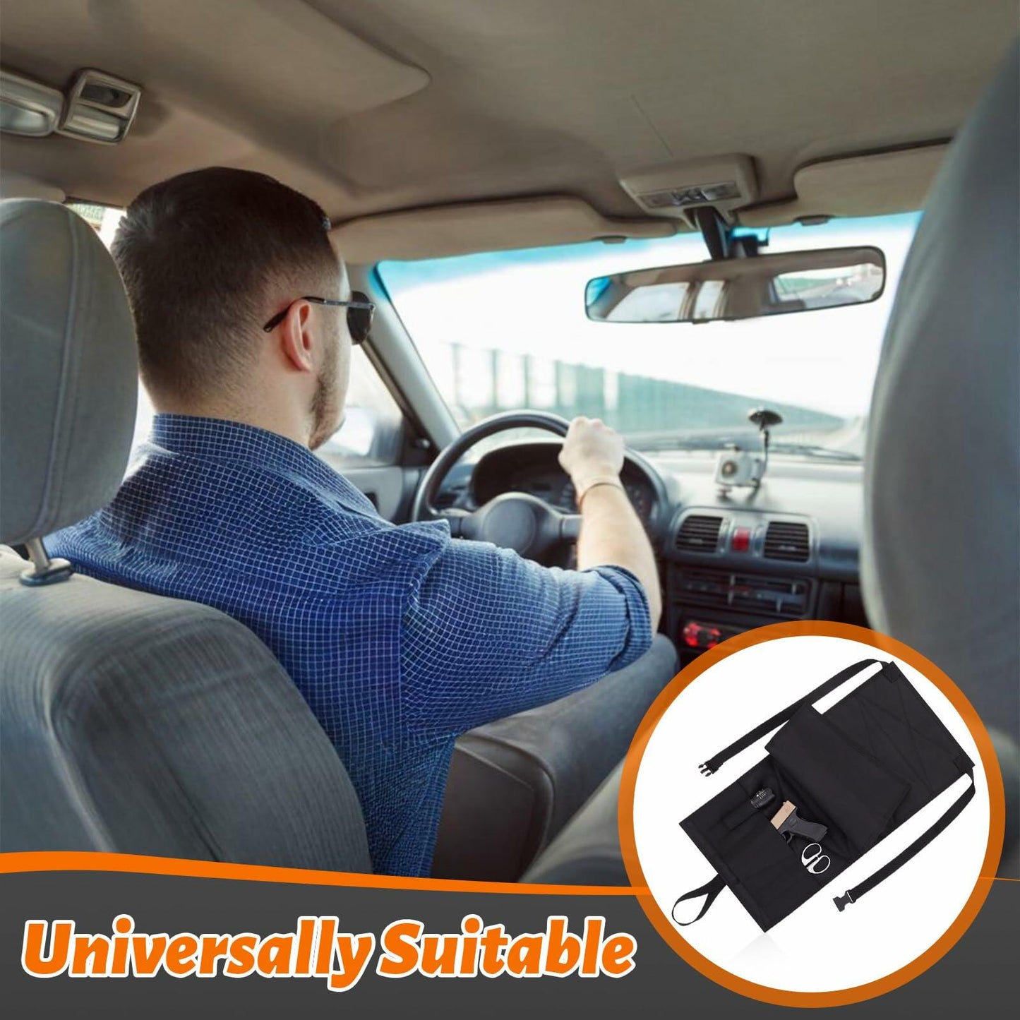 SmoothNovelty 2 Pcs Tactical Car Gun Holsters with Pocket Cover Adjustable Strap