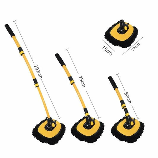 Generic Car Wash Brush Microfiber Mop Replaceable Head 15° Curved Pole Yellow