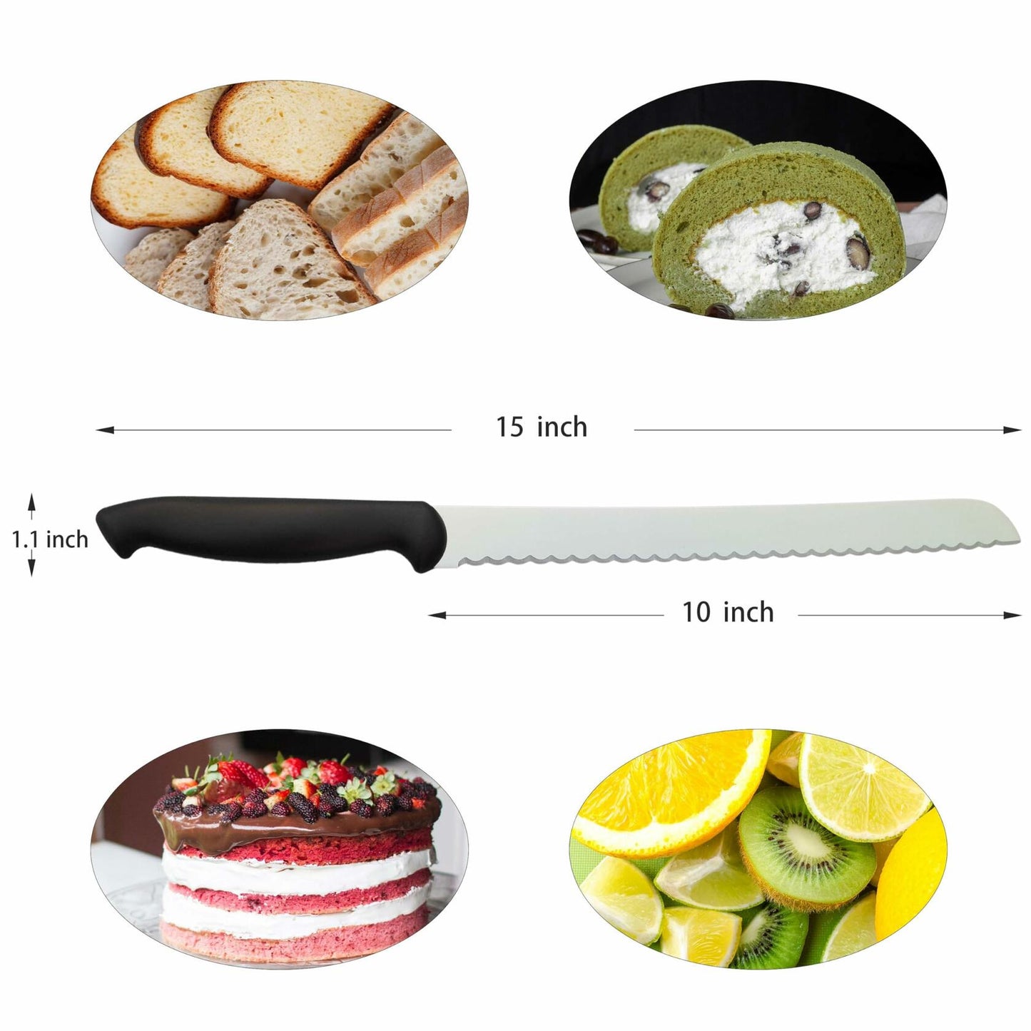 LiinkBeauty Stainless Steel Bread Knife 10-Inch Silver Small
