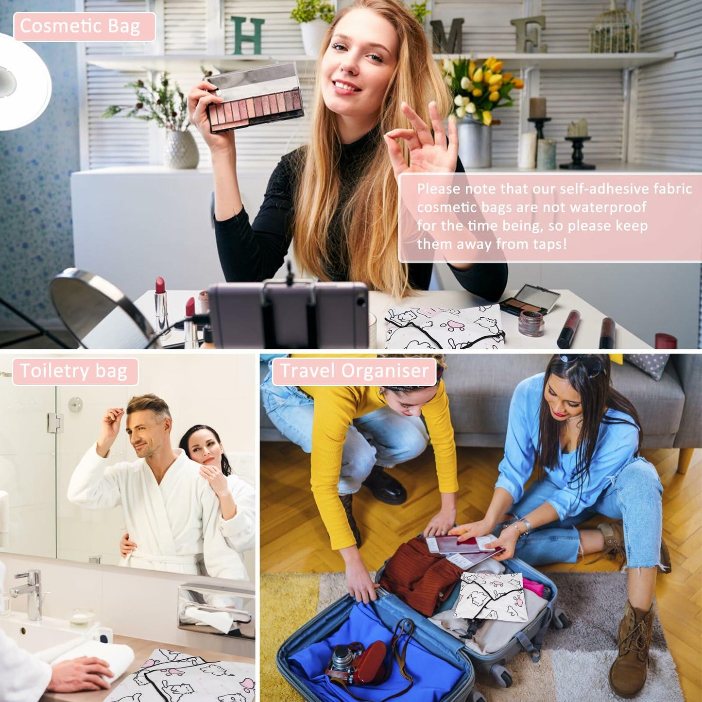 SANWICH Magic Cloth Makeup Bag Clear Hemp 2PCS Portable Cosmetic Organizer