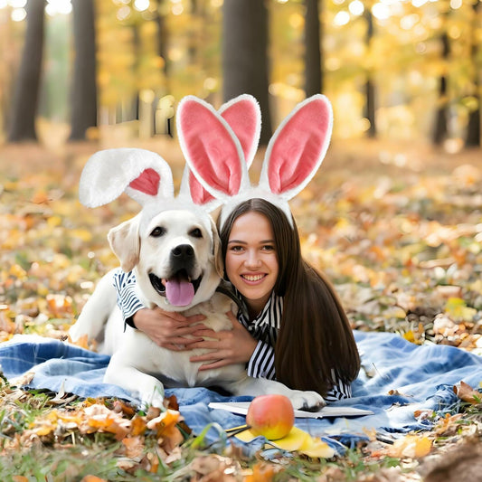 IGMaryBox 2PCS Bunny Ears Headband Plush Hairbands Pink 1 count