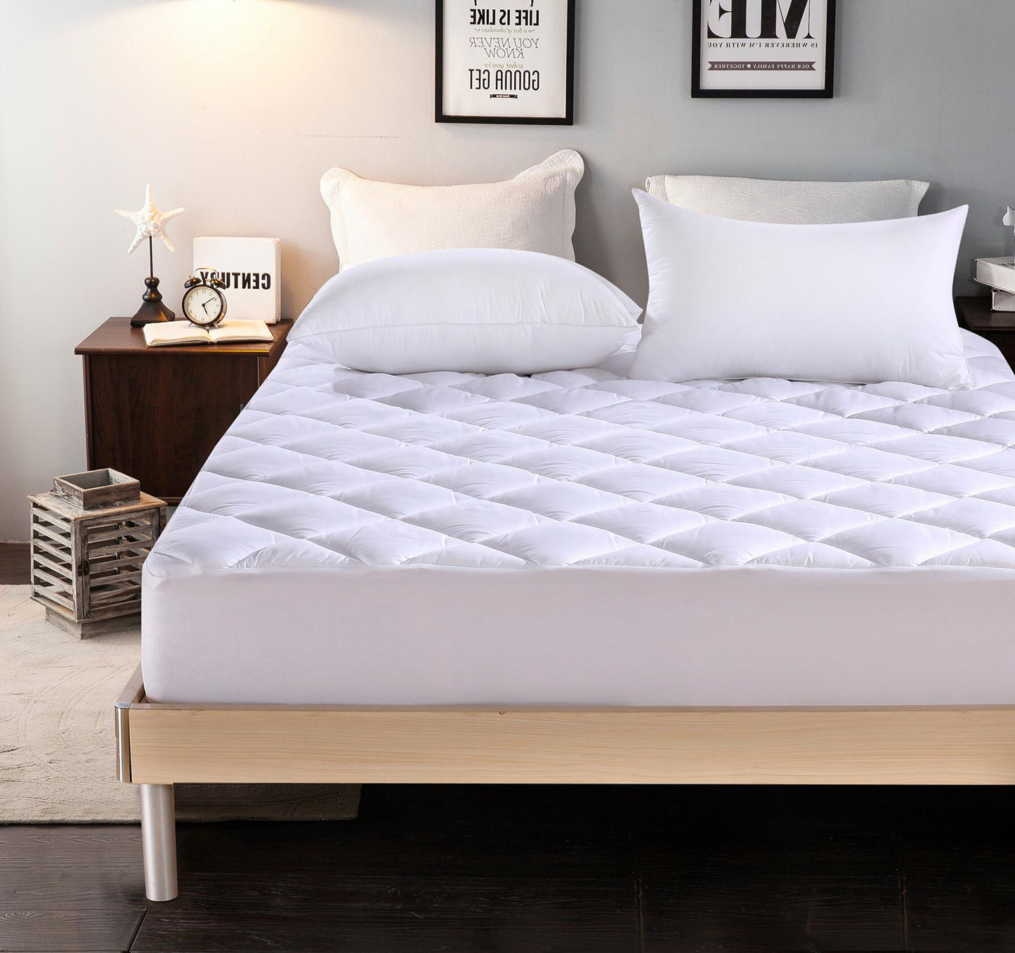 Everest Supply Premium Plus Mattress Pad Quilted Microfiber RV Short Queen 60x75