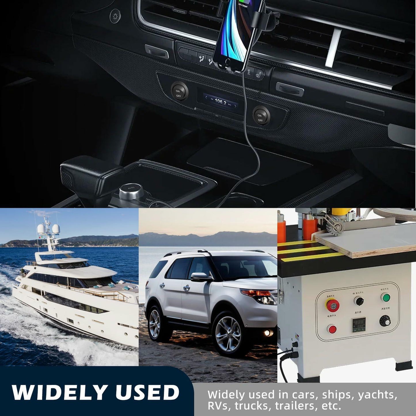 XMSILIMEIG Round Rocker Switch AC 125V 10A Waterproof Toggle 8 Pack Black