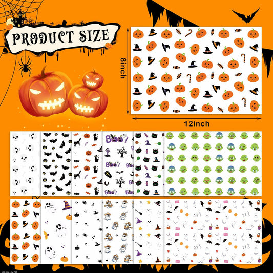 Eaasty Halloween Pumpkin Decorating Stickers 12 Sheets Multicolor Fall