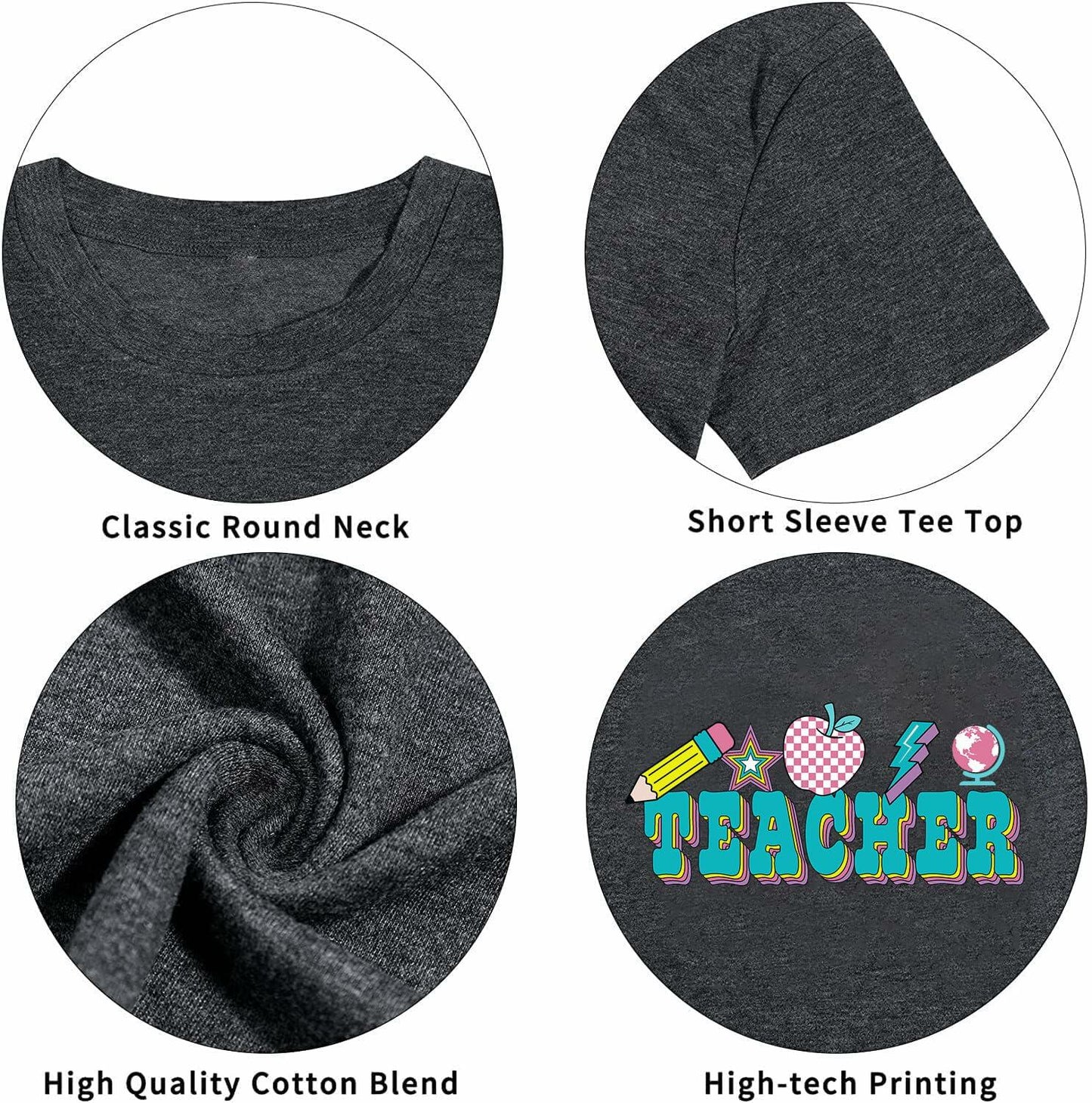 CHULIANSWEET Teacher Shirt Women Teach Kindness Graphic Tee DarkGrey2 Size XL